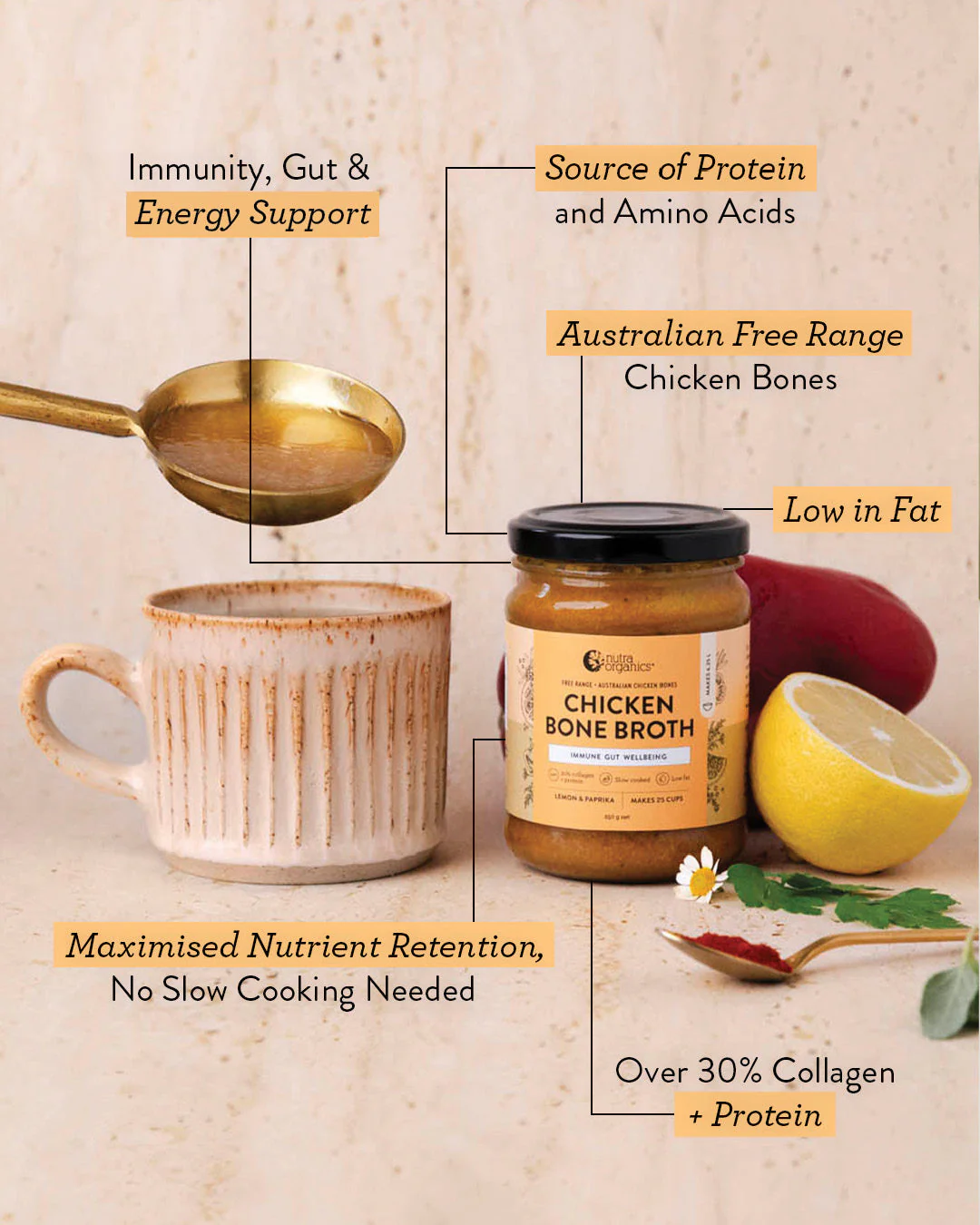 Chicken Bone Broth Concentrate Lemon & Paprika - Image 3